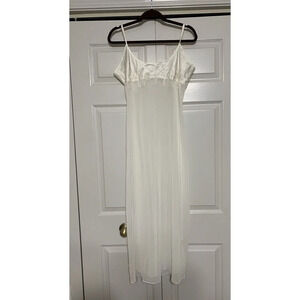 Sophia By Delicates Ivory Sheer Slip Dress Nightgown W Faux Pearl Beading Size L